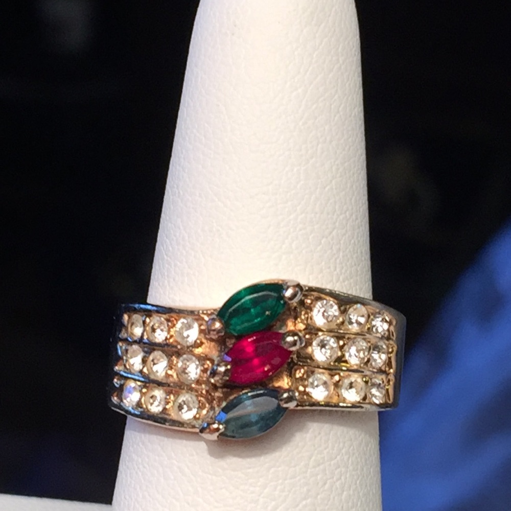 Multi Colored Rhinestone Size 7 Ring - image 1